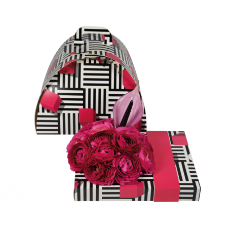 Floxi OASIS® boite cadeau rayure noir et fuchsia